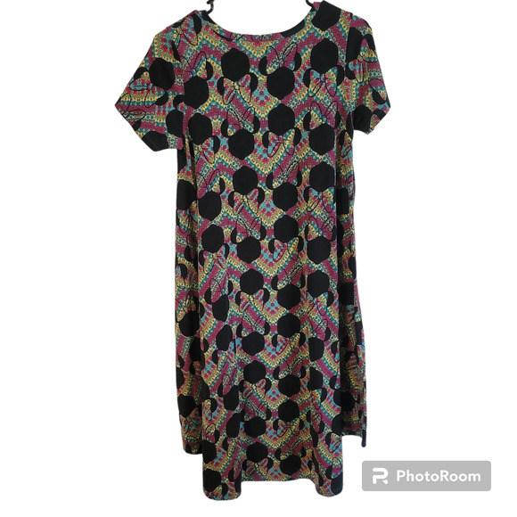 Lularoe Carly Disney Minnie Mouse Womens XXS Chevron Pattern High-Lo Swing Dress - Picture 7 of 9